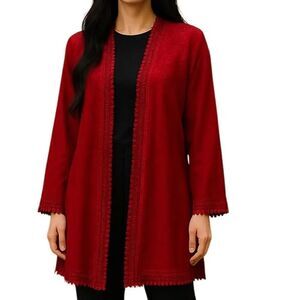 Belle Amie Lightweight Open Front Cardigan, red size large women’s